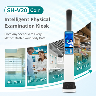 19-inch Advertising Screen Multi Functions Coin Operated Body Checking Machine Self Serviced Health Checkup Kiosk