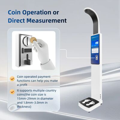 مقياس وزن تجاري خارجي يعمل بالعملة المعدنية، وتكوين الجسم، ومقياس الدهون، والارتفاع وتوازن الوزن، ومؤشر كتلة الجسم OEM